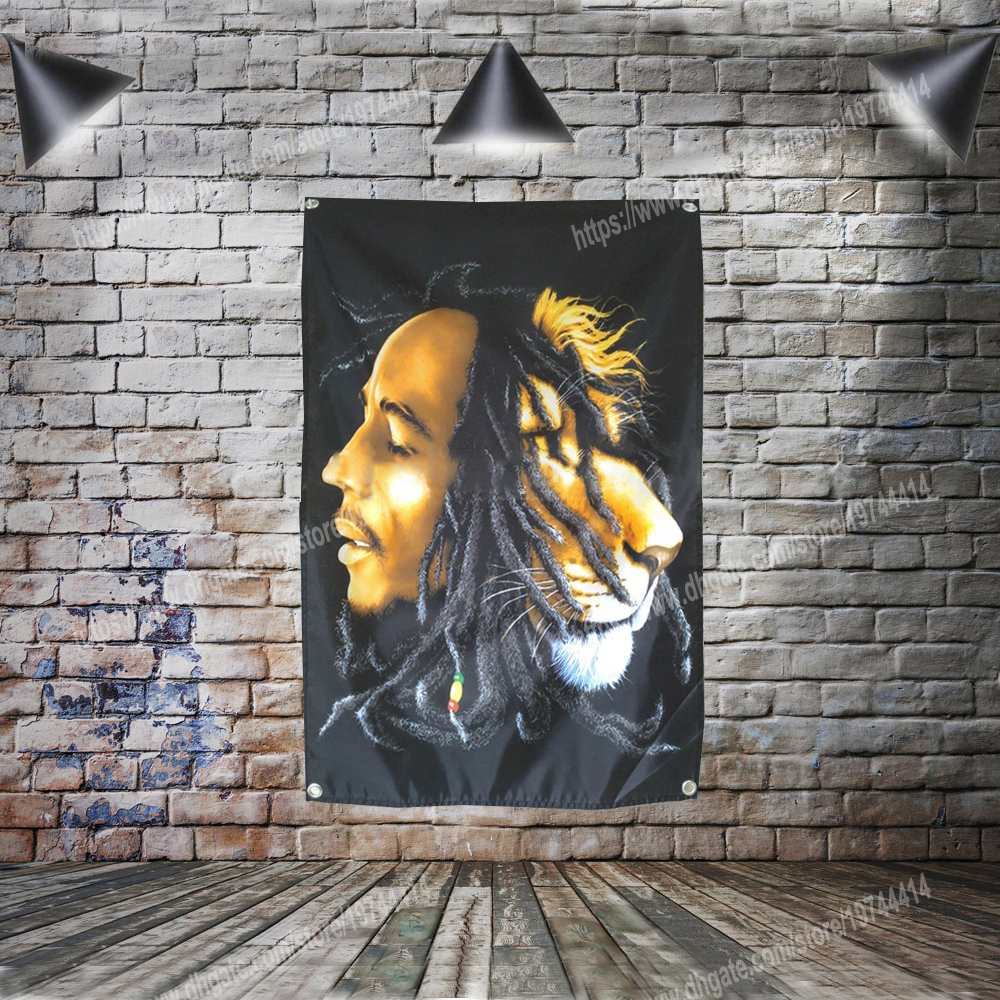 

Bob Marley Flags Banner Polyester96*144cm Hang on the wall 4 grommets Custom Flag indoor lion Painting Art Print Posters
