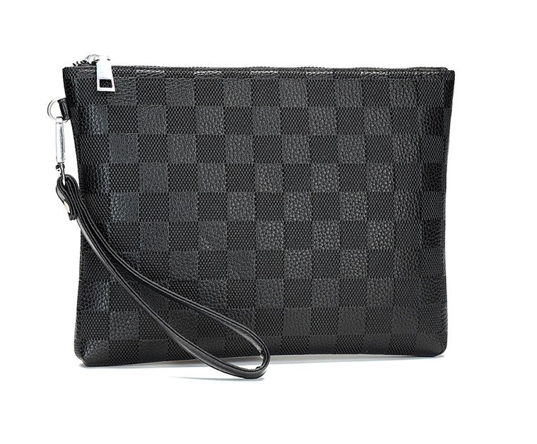 

luxury Korean men designer plaid leather Clutches bags High quality long wallets for Purse Business Male Clutch Bag Women envelope grid stripe wallet, Wit logo