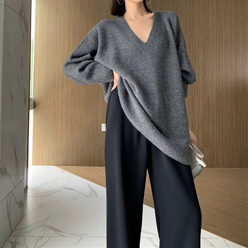 

Women's Sweaters blouses double-thick winter with low-necked cashmere and women's wool long casual knitted sweater SZZQ, 1# shoe box