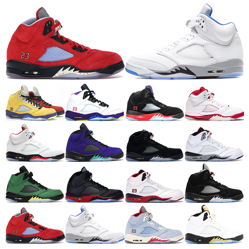 

mens trainer basketball shoes 5s jumpman 5 Hyper Royal White Cement Fire Red Alternate Grape Pink Foam Metallic SIlver sport sneaker outdoor 7-13, 14 ice blue