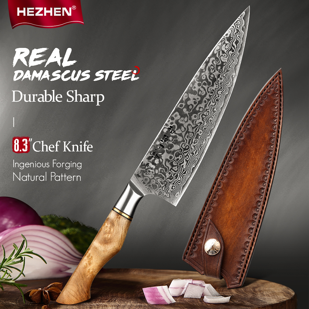 

HEZHEN 8.3 Inch Chef Knife Japanese 67ayer Damascus Kitchen Kniives VG For Meat Cook Knife 10 Stainess Stee er Sharp
