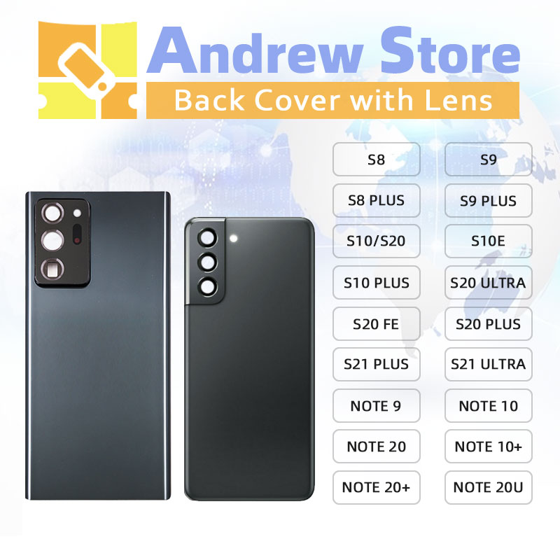 

Back Battery Cover Housing with Camera Lens For Samsung Galaxy S8 S9 S10 S20 FE S21 ULTRA PLUS NOTE 9 10 20 Rear Case Frame Lens Repair Parts Free DHL