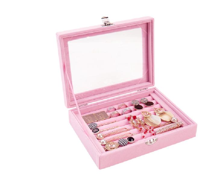 

2021 Fashion Portable Velvet Jewelry Ring Jewelry Display Organizer Box Tray Holder Earring Jewelry Storage Case Showcase