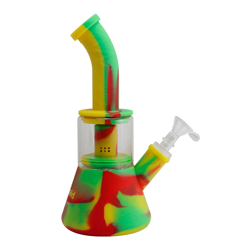 

Waxmaid 9.4 inches Glass Silicone Bongs hookah Water Pipe smoking dab rigs wholesale orders ship by DHL