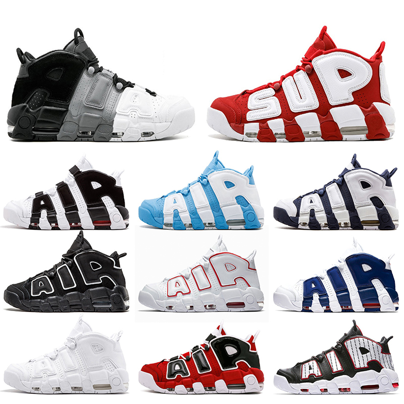 

Basketball Shoes Air More Uptempo Scottie Pippen Top Fashion Women Mens Trainers Bulls UNC Split Gym Red Chrome Tri-Color White Black Sports