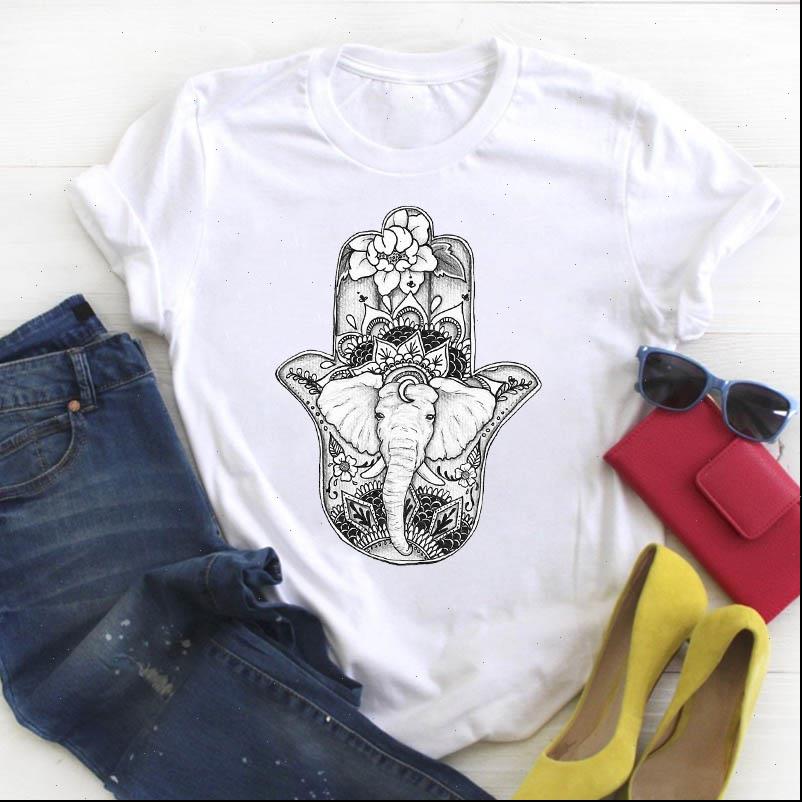 

women t shirts lady cartoon hand flower cute printed animal summer ladies tee womens female shirt clothes graphic, White