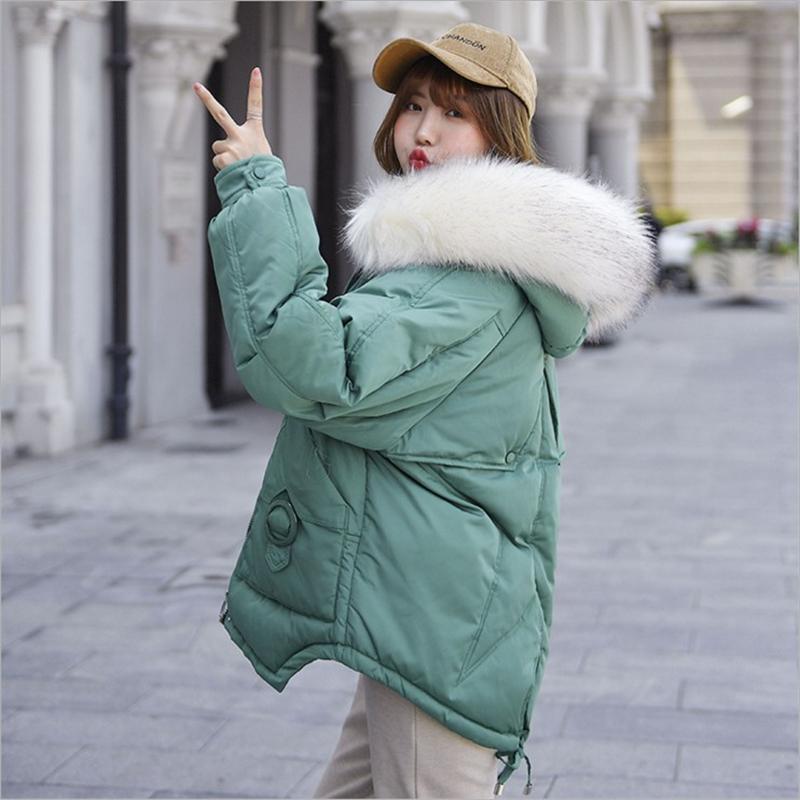 

Women's Trench Coats Winter Down Parkas Coat Warm Hooded Cotton Jacket Female Big Fur Collar Womens Loose, Yellow