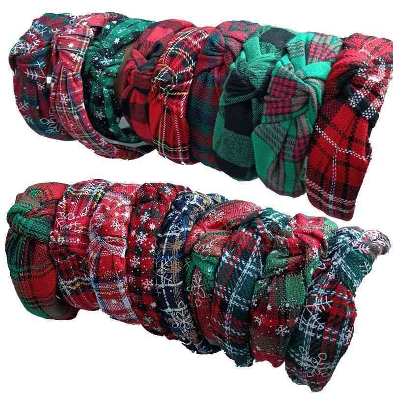 

series Hair accessories Christmas knotted checkered snowflake cross hair hoop head buckle headdress