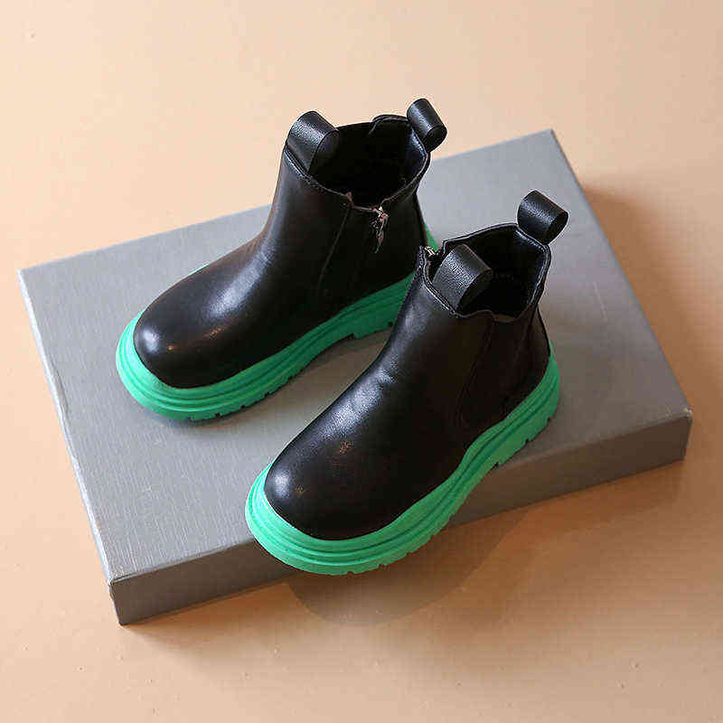 

Girls Cute Chelsea Boots Boy British Style Leather Boot Autumn New Princess Martin Boots Fashion Waterproof Non Slip Kids Shoes Y1103, Beige