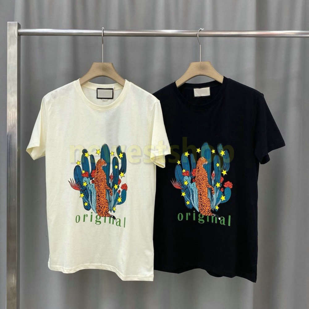 

20SS Summer newest fashion forest Print t shirt Classic Tee High End Casual letter print T Shirts High Street Men Women Breathable Tee, White;black
