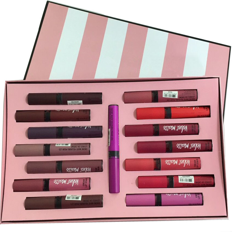 

15 Color Love Velvet Matte Cream Lip Stain Gloss Set Liquid Lipstick Long-Lasting Moisture Lipgloss Lip Makeup Kits, Mixed color(with logo)