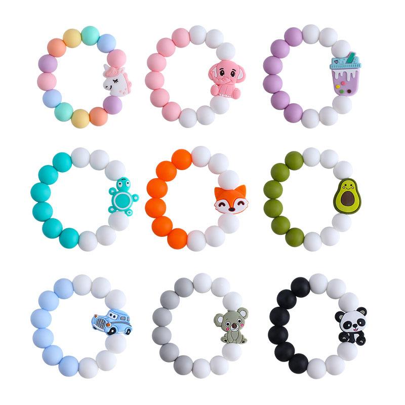 Bracelet Teether Baby Infant Kids Teething Ring DIY Cartoon Animal Fox Unicorn Pacifier Silicone Teethe Bead Toy-image-735389030