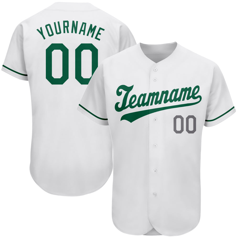 

Custom White Kelly Green-Gray Authentic St. Patrick's Day Baseball Jersey, Women size s-xxl