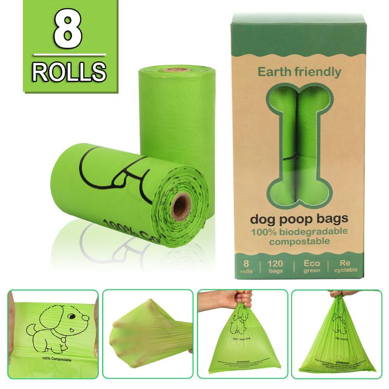 

Rolls Biodegradable Pet Dog Poop Bag Zero Waste Pooper Bags Doggy Litter Dispenser Pets Products For Dogs Travel & Outdoors