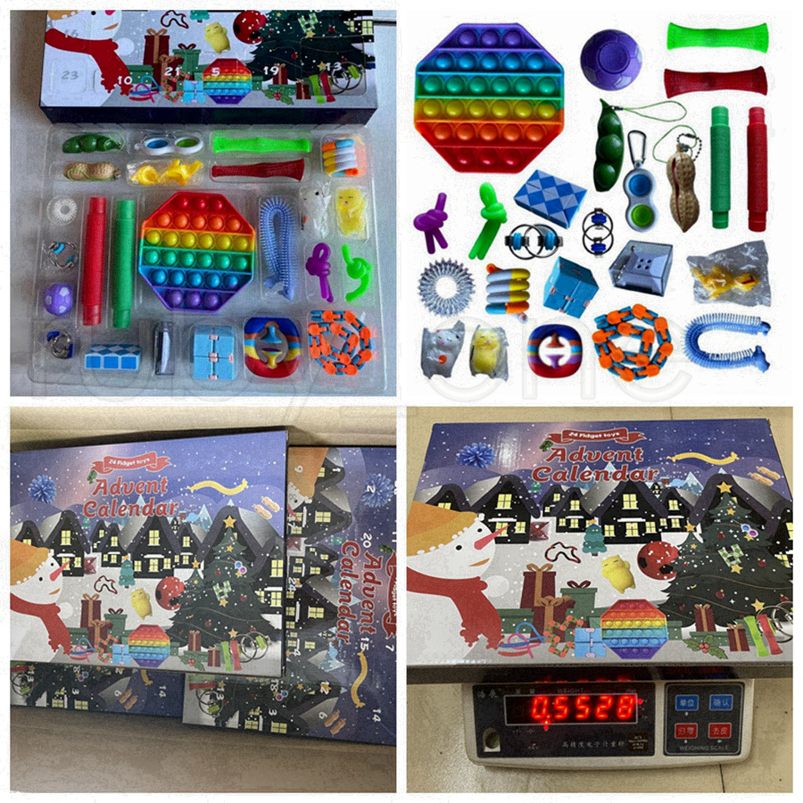 

Christmas Fidget Toys Advent Calender 24 Days Countdown Calendar Simple Dimple Decompression Toy Push Bubbles Xmas Gift RRA4402