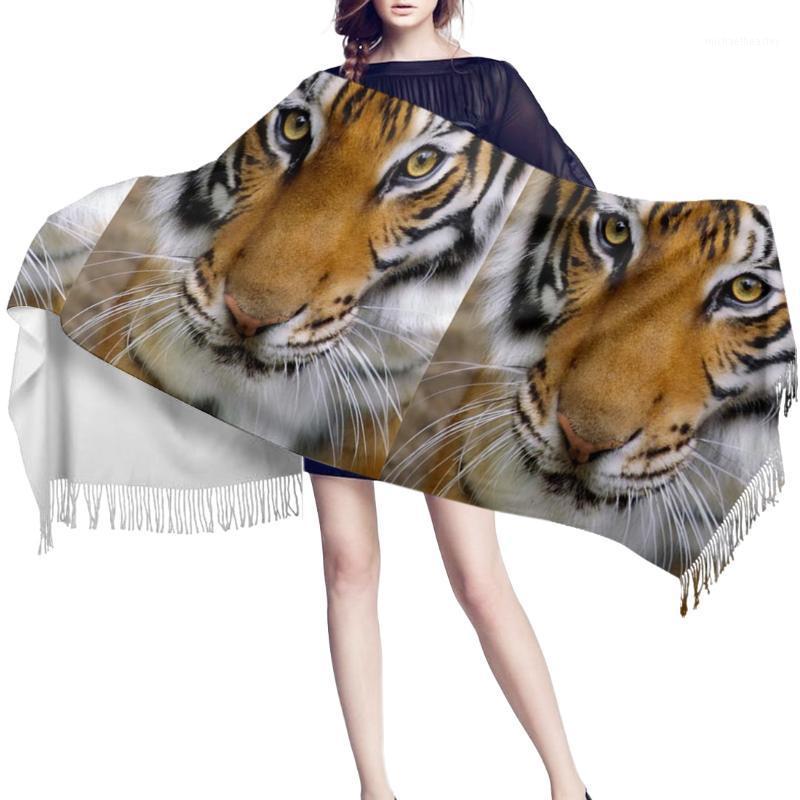 

Scarves Women Cashmere Scarf Autumn Winter Hijab Wrap Animal Tiger Beard Asia Carnivore Printed Shawls Headband Summer Ladies