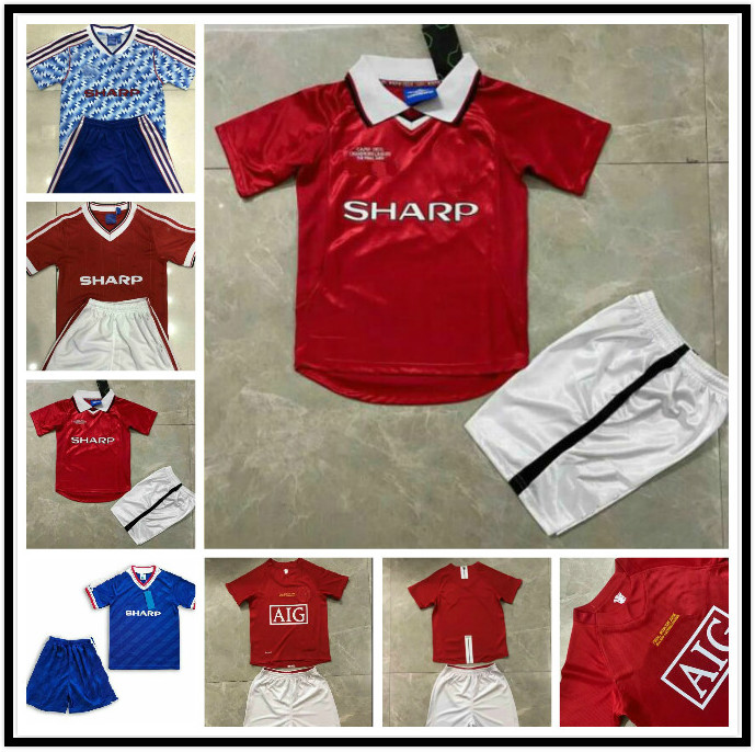 

kids kit Retro 2007 2008 Manchester Cantona HENRY Soccer Jersey 1983 1986 1998 1999 2000 1990 1992 Beckham Giggs v.NISTELROOY ROONEY ancient, Black;yellow