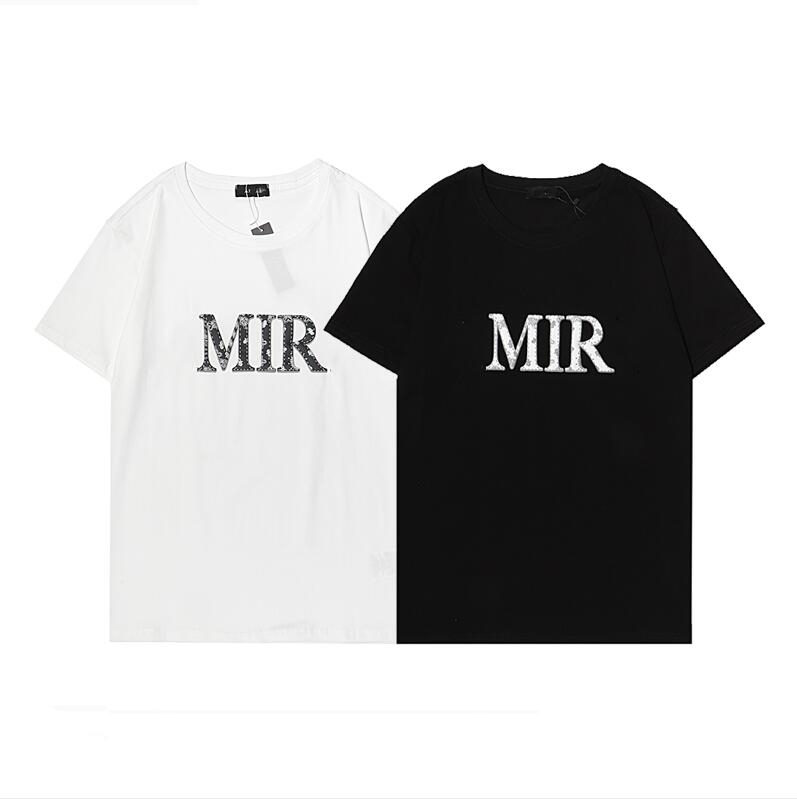 

Cashew Flower Letters Foam Printing T shirt High Street Men's and Women's Short Sleeve, White;black