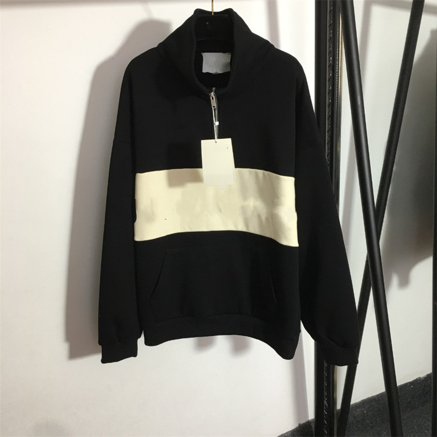 

New Hoodies Pullover Sweatshirts Fleece Warm Logo Printed Half Zipper Long Sleeve Hoodie Black, Extra shipping cost