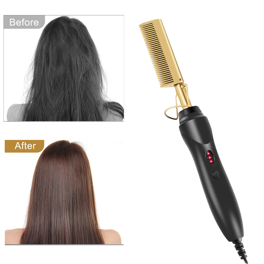 

Hair Straightener Hot Comb Straightening Brush Wet Dry Dual Use Hot Heating Hair Straight Styler Curling Iron Hair Curler Comb