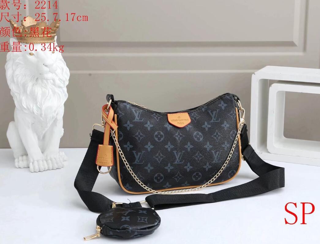 

55-13 100% High quality LOUIS bag VITTON old flower handbag and wallet for women classic shoulder bag evening bag wallet purse a9, Black