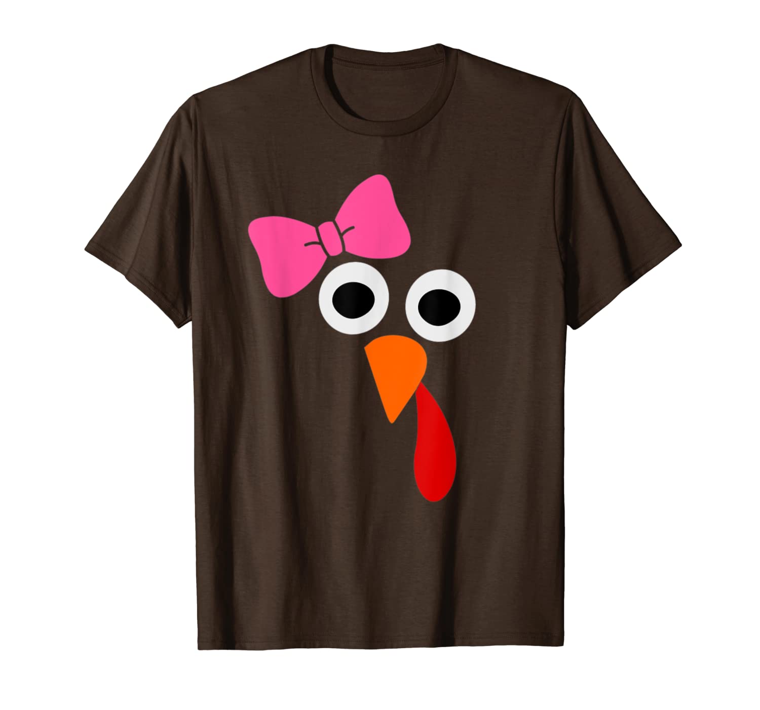 

thanksgiving turkey face with pink bow funny t-shirt, White;black