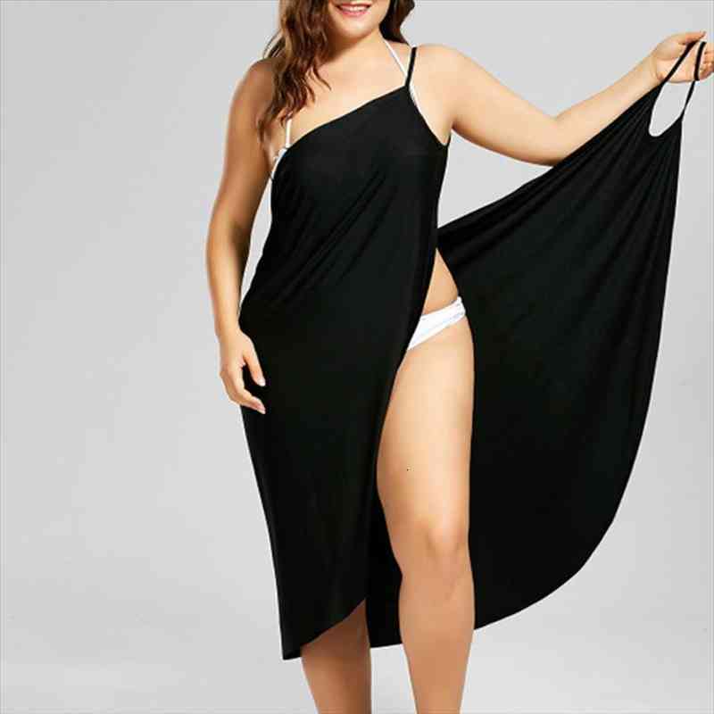 

Black Wrap Sarong Beach Dress Holiday Beachwear Women Summer Dress Beach Sexy Robe Casual Backless Plus Size Vestidos 5xl, Black;gray