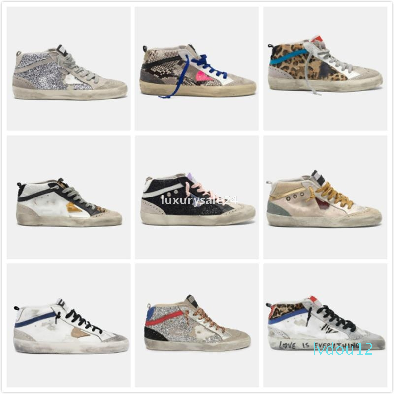 

Designer- Women Mid Star High Shoe Sneakers Classic White Do-old Dirty Shoes Designer Women Man Trainers Bes Golden Luxury Gooses, Star15