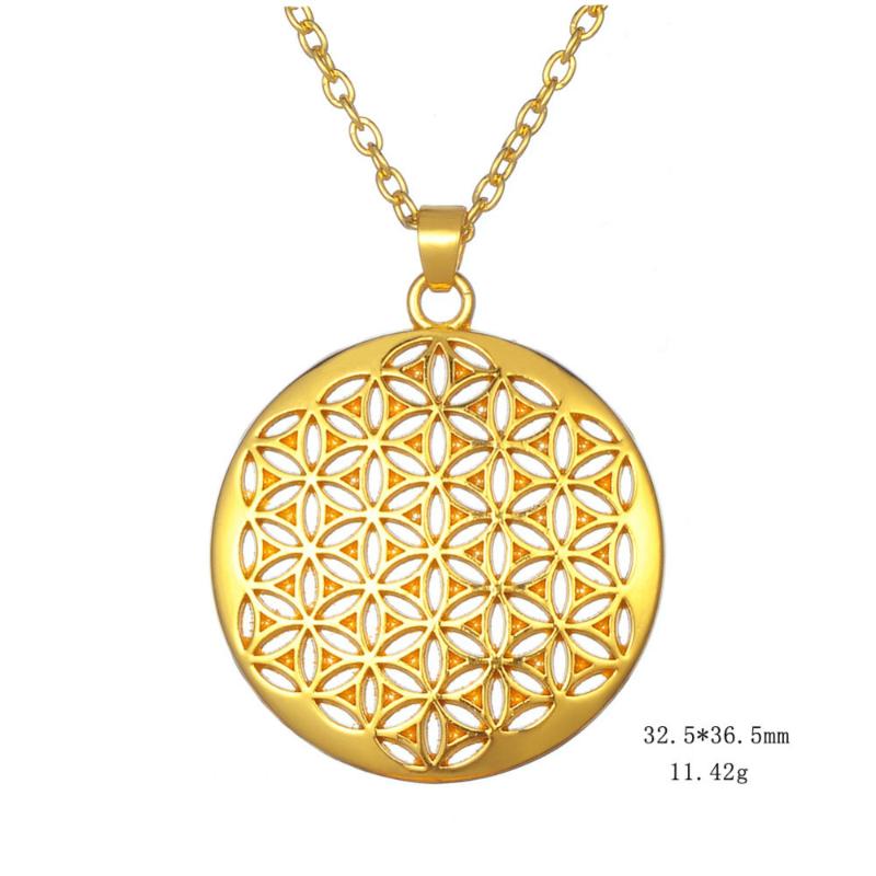 

Pendant Necklaces 10PCS Gold And Silver Fashion Flower Of Life Mandala Necklace Jewelry Sacred Geometry Women Accessories