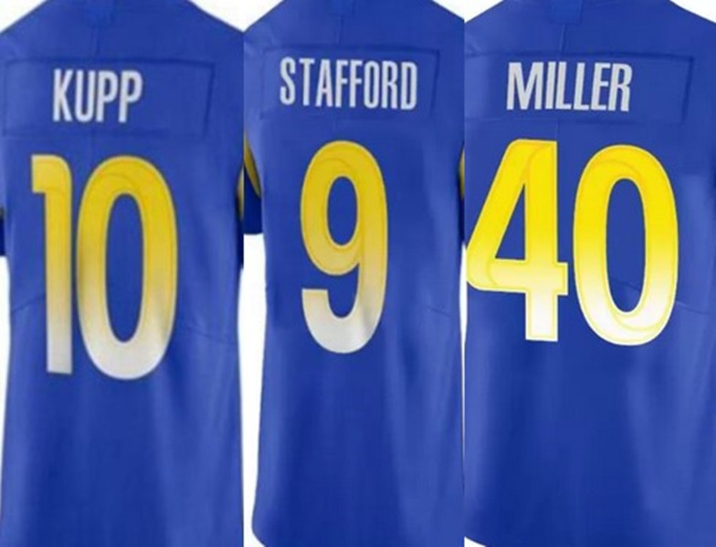 

3 Beckham 9 Stafford 99 Donald Ramsey Kupp Custom Jerseys Miller stitched, Black;red