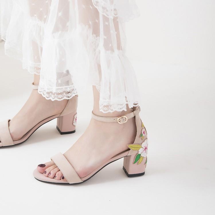 

Oversized 11 12 High Heels Sandals Women Shoes Woman Summer Ladies One-word Strap Buckled With Thick, Black