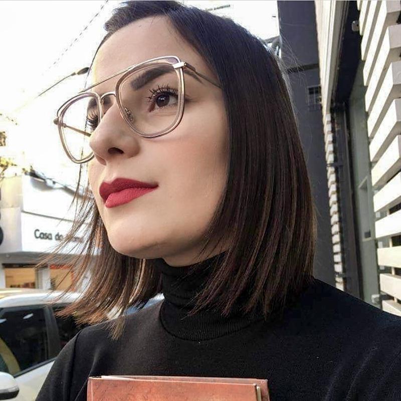 

Sunglasses Comfortable TR90 Large Frame Optical Lens Round Metal Leg Anti Blue Light Glasses Can Be Equipped, White;black