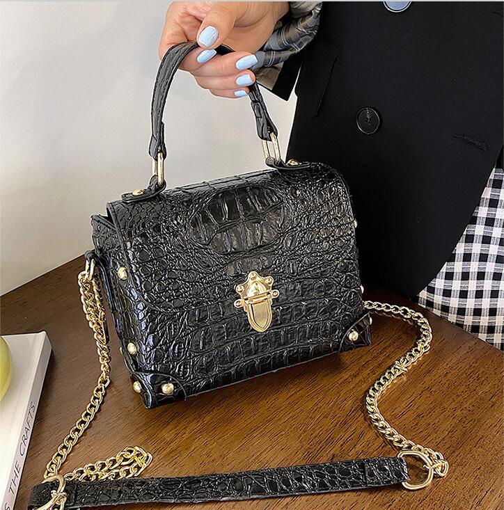 

Factory Outlet womens leathers shoulder bag European popular crocodile handbag high quality thickened leather handbags elegant Joker solid color women backpacks