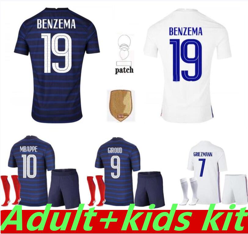 

France 2021 THAILAND QUALITY  21 soccer jersey BENZEMA MBAPPE GRIEZMANN POGBA maillot foot FEKIR PAVARD kit top shirt hommes enfants MEN + kids