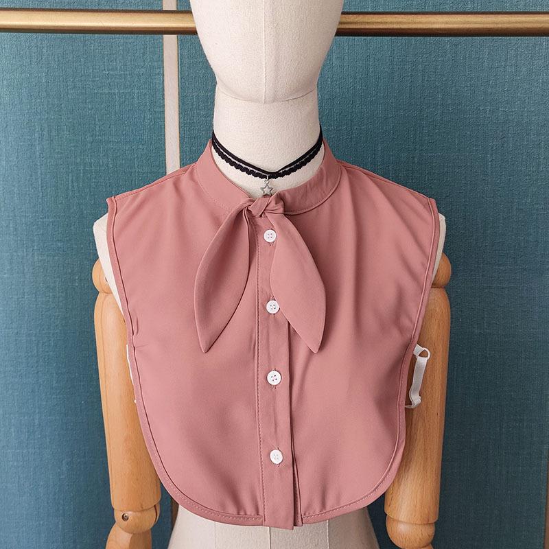 

Bow Ties Bowknots Half Shirt Detachable Collars For Women Stand Fake Collar Sweater False Lapel Top Dress Decoration, Black;gray