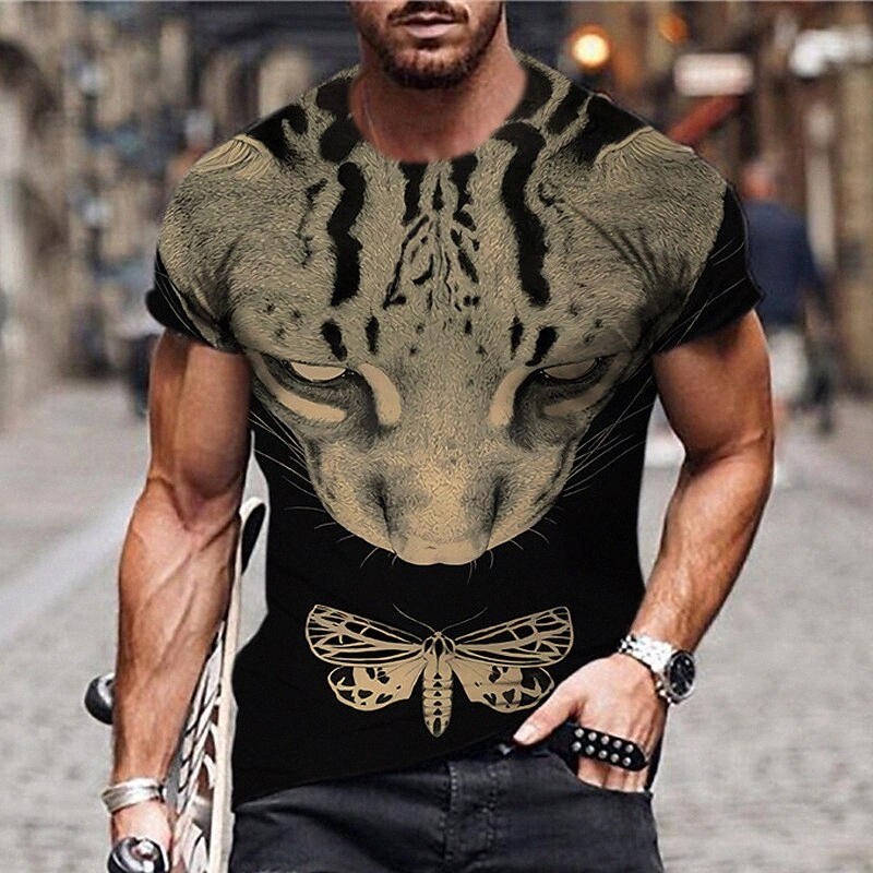 T-shirt Unisexe T-shirt 3D Print Papillon Imprimé graphique d'Équipement animal Col Vacances quotidiennes Imprimé à manches courtes Tops Casual D
