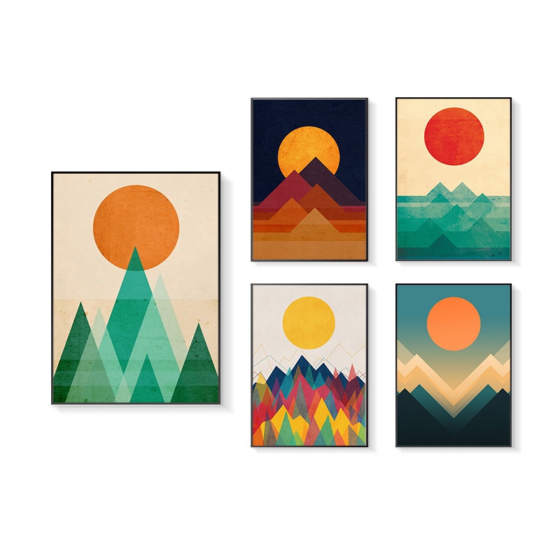 UnfUnframed Sea Sunrise Geometry Abstract Landscape Pattern Canvas Poster-image-733684801
