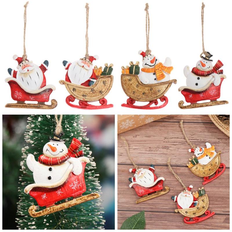 

Christmas Decorations Snowman Fairy Garden Xmas Tree Home Hanging Santa Claus Resin Ornament Pendant