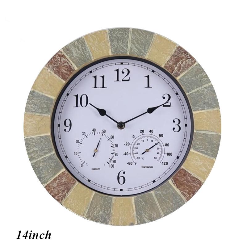 

Wall Clocks Outdoor Garden Clock Large Vintage Decorative With Weatherproof Weather Station Hygrometer For Home Decor
