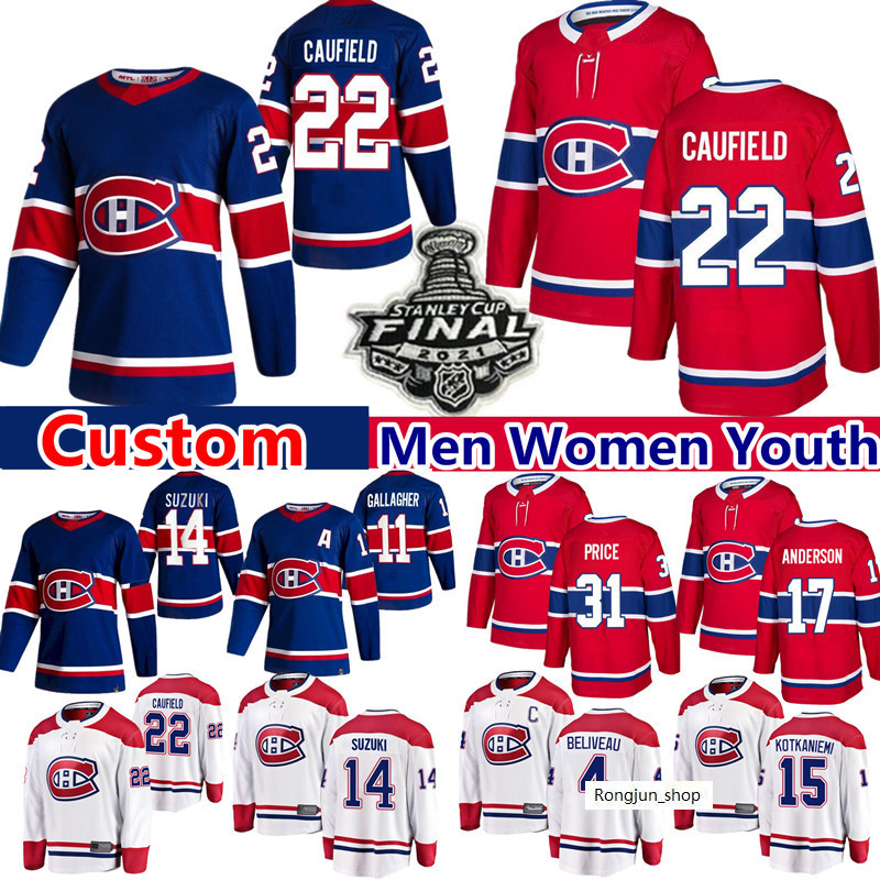 

Cole Caufield Custom Montreal Canadiens Jersey Hockey 14 Nick Suzuki 31 Carey Price 73 Tyler Toffoli 11 Brendan Gallagher 4 Beliveau 27, Black;red