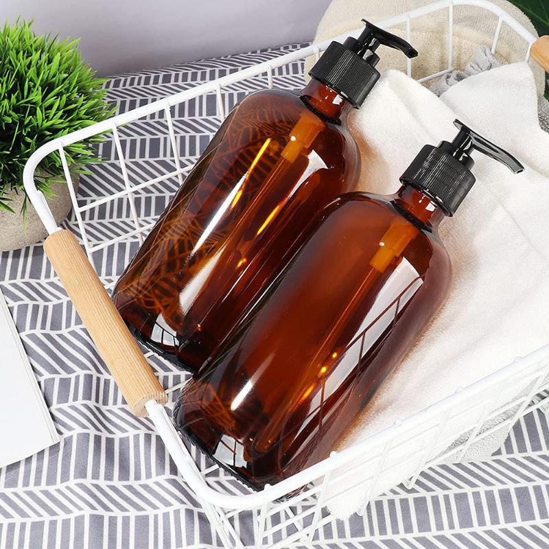 

Liquid Soap Dispenser 300/500ml PET Bottle Brown Bathroom Shower Gel Refillable Shampoo Conditioner Lotion Press