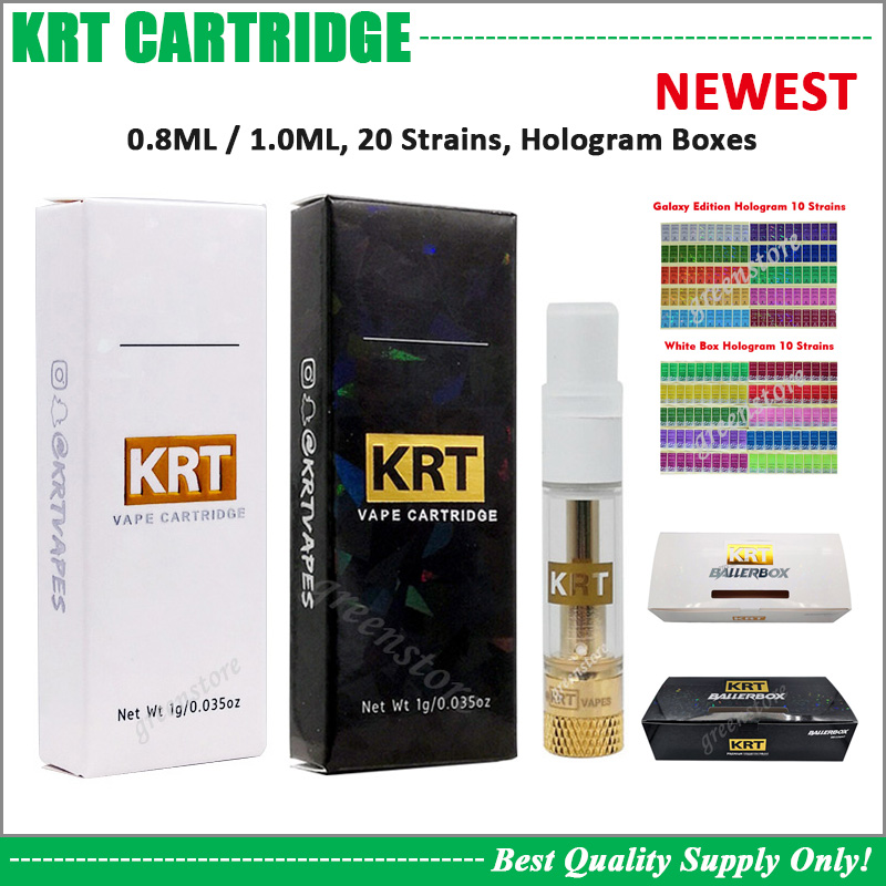 

Real Hologram KRT Vape Cartridge Newest Box 0.8ML 1.0ML Pyrex Glass Tank Ceramic Coil 510 Battery Cart Cookies Master Chief