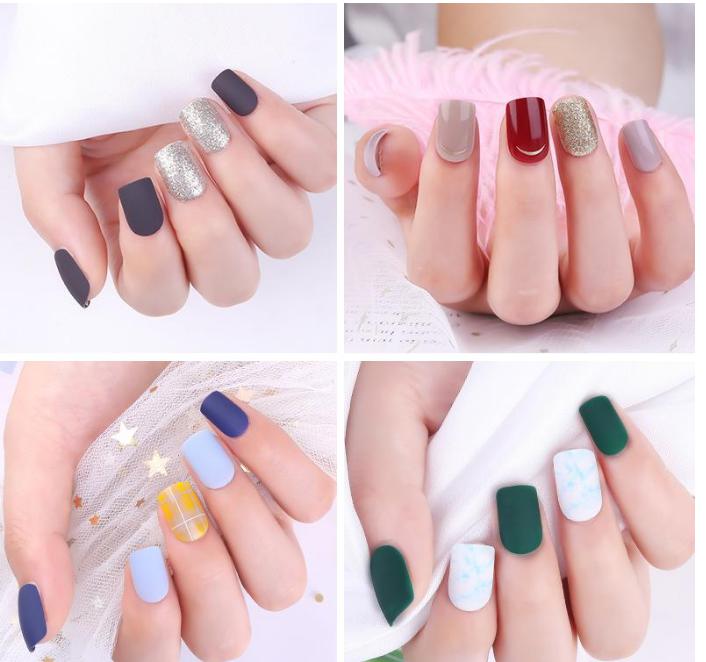 

2021 30pcs Reusable Glitter False Nail Artificial Tips Set Full Cover for Decorated Design Press On Nails Art Fake Extension Tips Kit, Black
