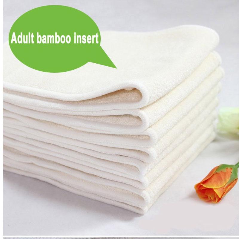 

Cloth Diapers 5pcs/lot Washable Adult Bamboo Diaper Insert Liners Nappy Nappies Breathable Large Size 15x55CM, As pic