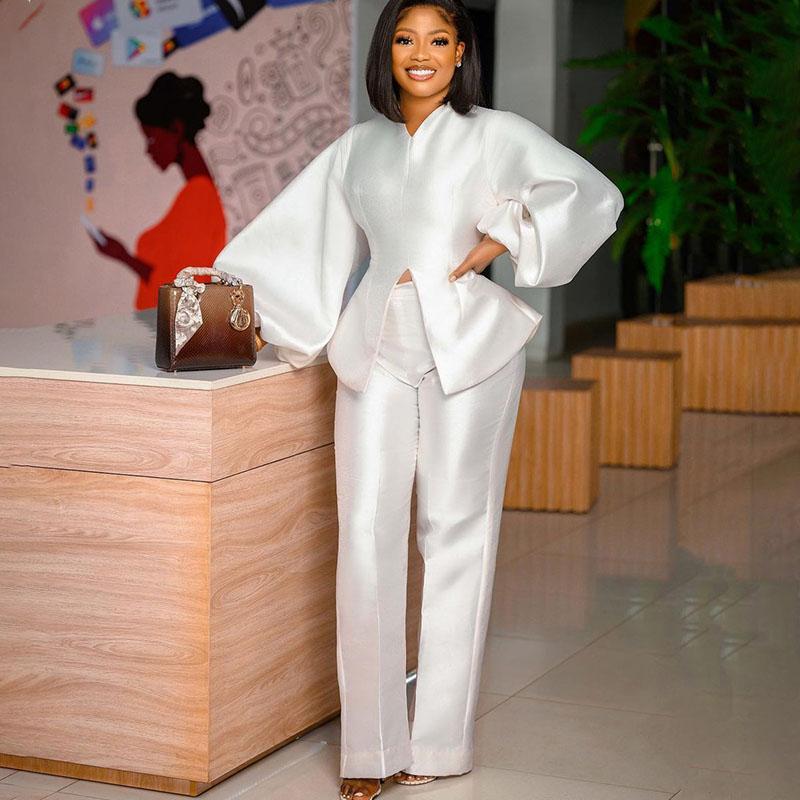 

Ethnic Clothing 2 Piece Set Women African Clothes Dashiki Fashion Two Suit Tops + Pants Elegant Sets Office Plus Size Outfit Lady