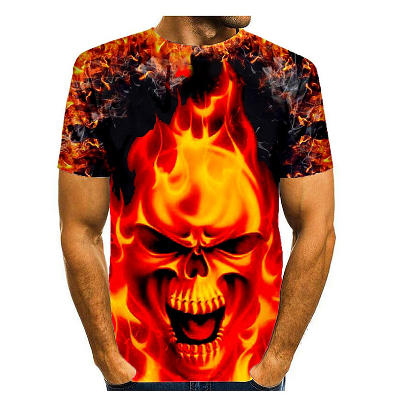 

Devil Skull Men' 3D Printed T-shirt Visual Impact Party Top Streetwear Punk Gothic Round Neck High Quality American Muscle Style Short Sleeve, Blue