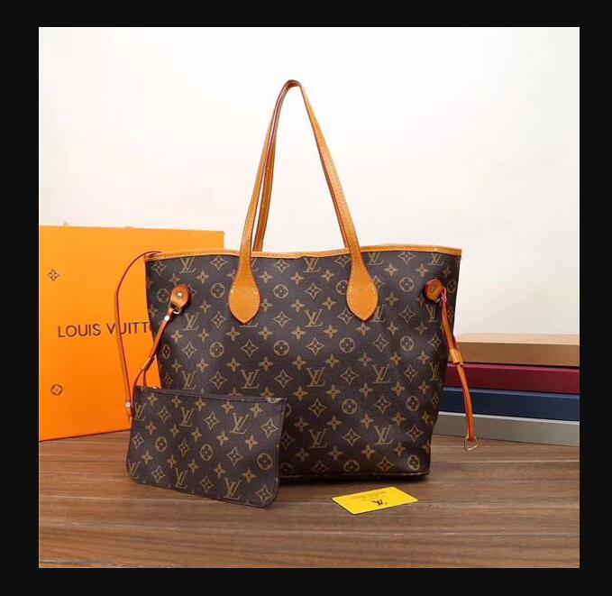 

2pcs/set Women Shopping LV LOUIS Bags VITTON Designer Handbags Flower Composite Tote Leathe Rclutch Shoulder Bag, Red;black