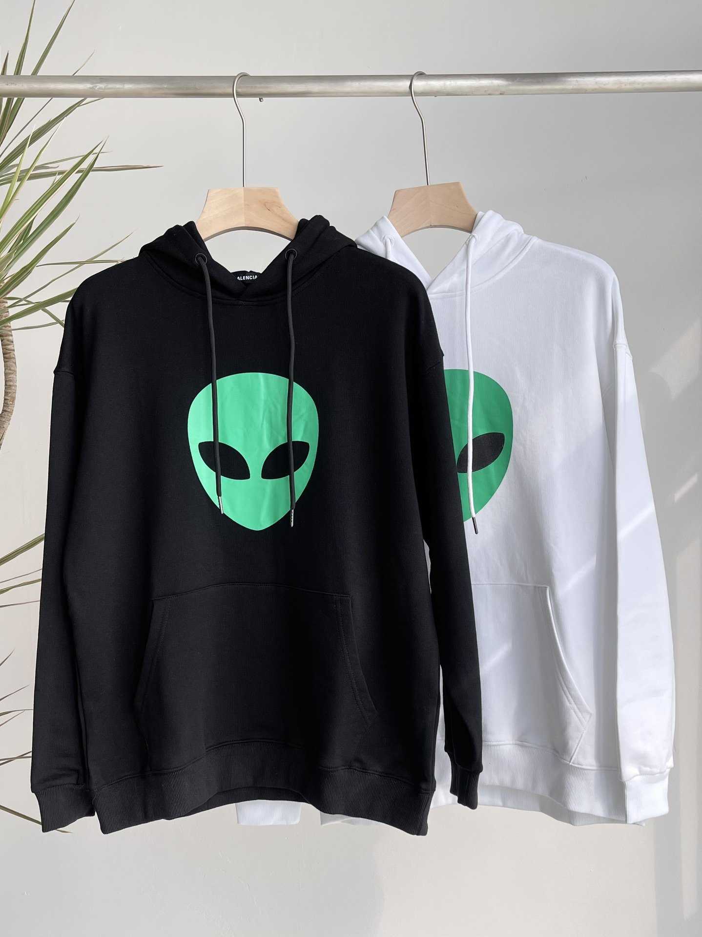

21FW Hoodies green head print Hooded Sweatshirt Couple Casual Street Outdoor Men Women sweatshirts top quality, White