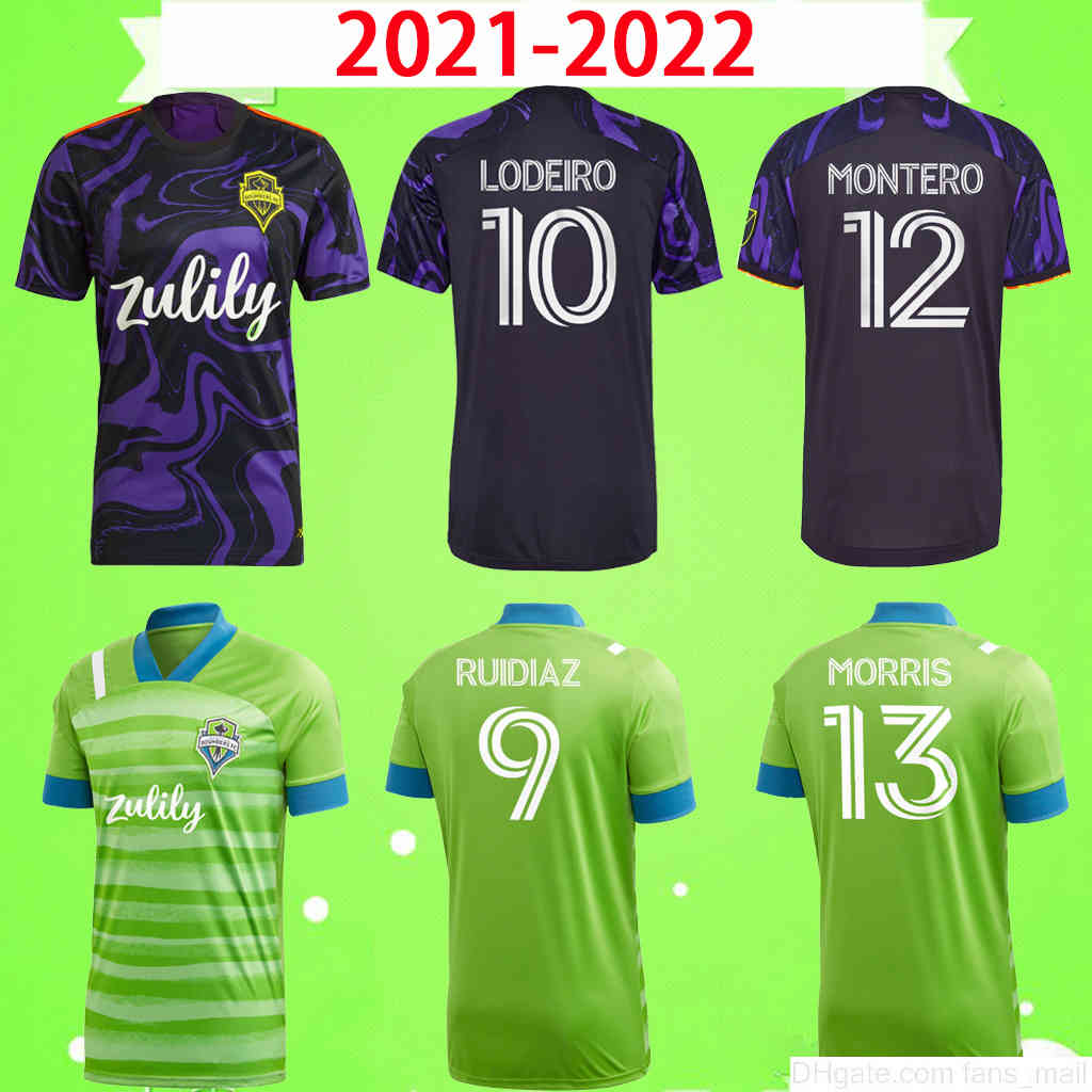 

2021 2022 Seattle Sounders FC home away soccer Jerseys MLS 21 22 RUIDIAZ MORRIS DEMPSEY TORRES Football shirt uniforms ROLDAN MONTERO LODEIRO, Black;yellow
