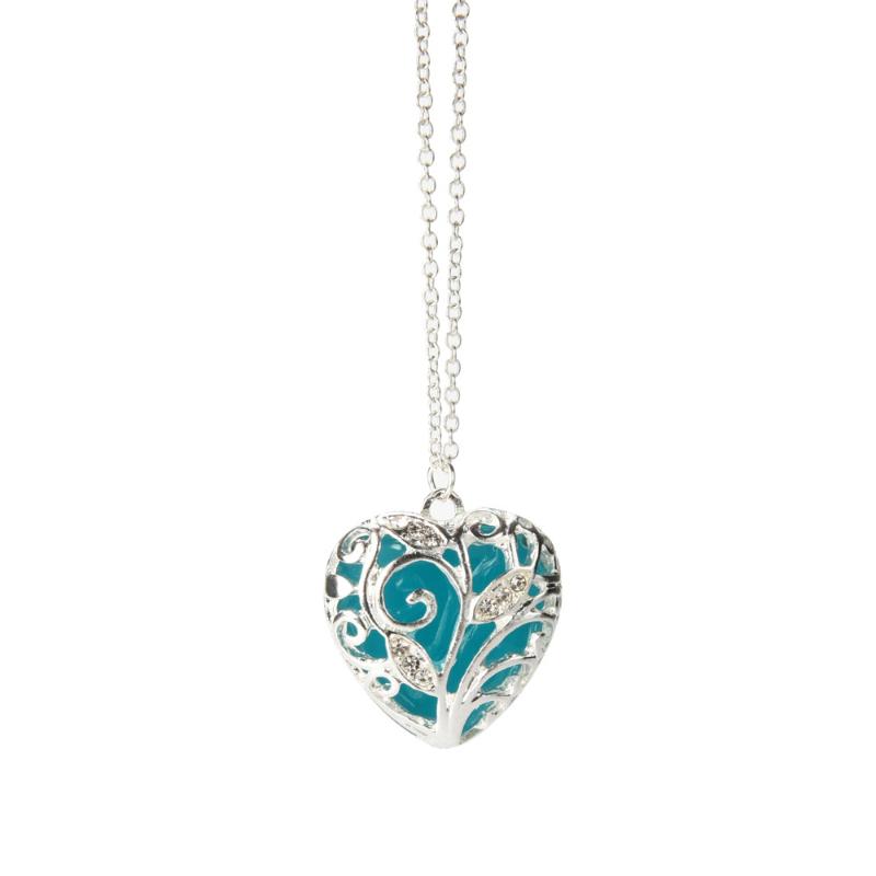 

Chains Gift Glow Pendant Dark Necklace Blue Aqua Magical Heart In The Necklaces & Pendants, Silver